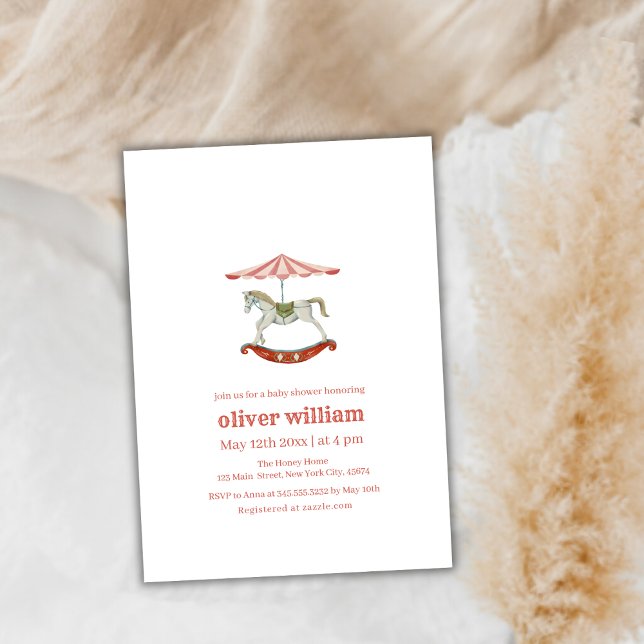 Invitation Baby shower vintage Carrousel Carnival Circus (Vintage Carousel Carnival Circus Baby Shower Invitation)