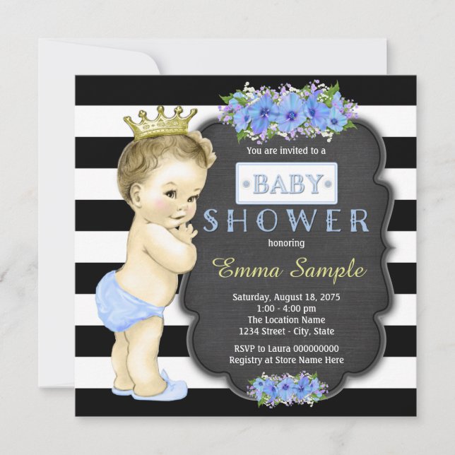 Invitation Baby shower vintage Chalkboard (Devant)