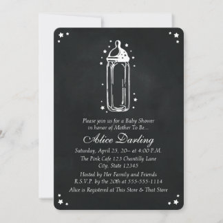 Invitation Baby shower vintage Chalkboard Baby Bottle