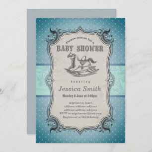 Invitation BABY SHOWER vintage - Cheval à Rocher