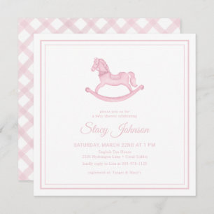 Invitation Baby shower vintage Cheval-Fille