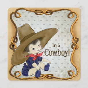 Invitation Baby-Shower Vintage Cow-Boy
