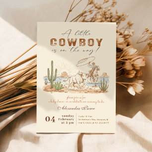Invitation Baby Shower Vintage Cow-boy Rodeo Rustique