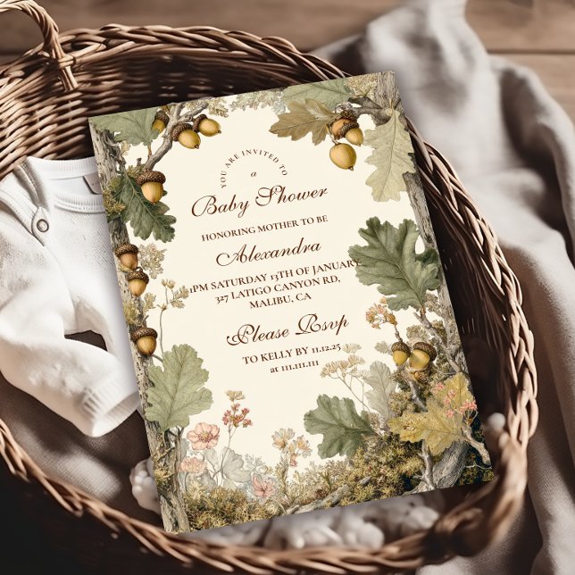 Invitation Baby shower vintage d'Acorns (Créateur téléchargé)