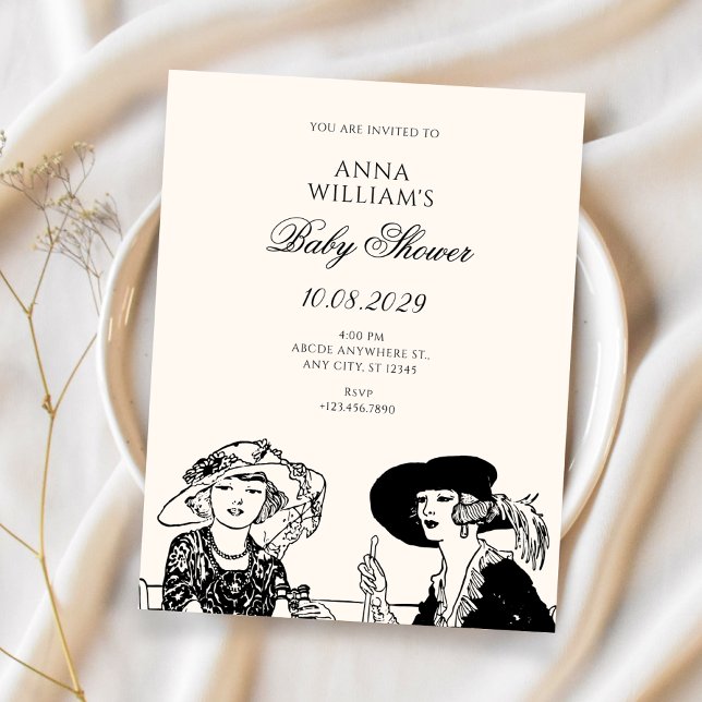 Invitation Baby shower vintage dames (Créateur téléchargé)