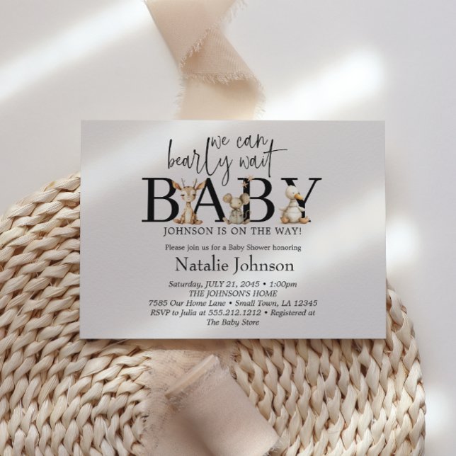 Invitation Baby shower vintage d'animaux de pépinière (Créateur téléchargé)