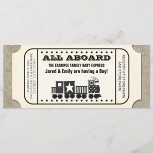 Invitation Baby shower vintage de billets de train