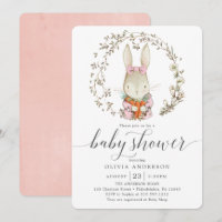 Baby shower vintage de filles roses de lapin botan