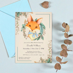 Invitation Baby shower vintage de Fox de bois pour garçon