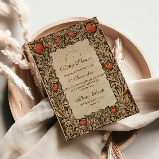 Invitation Baby shower Vintage de grenade rustique (Créateur téléchargé)
