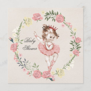 Invitation Baby shower vintage de guirlande de roses de