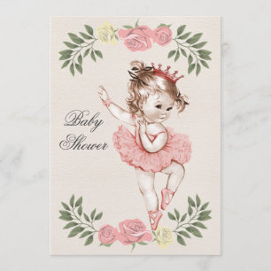 Invitation Baby shower vintage de lauriers de roses de