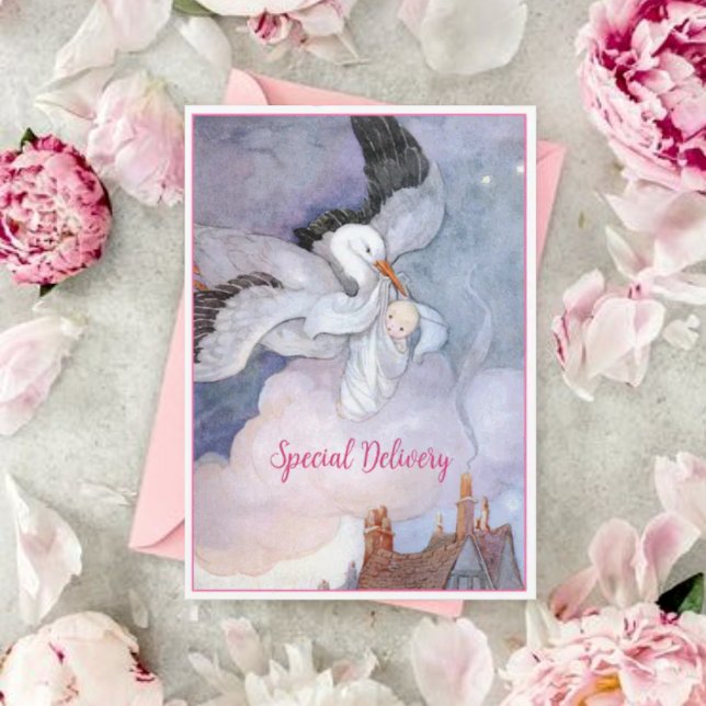 Invitation Baby shower vintage de livraison spéciale (Créateur téléchargé)