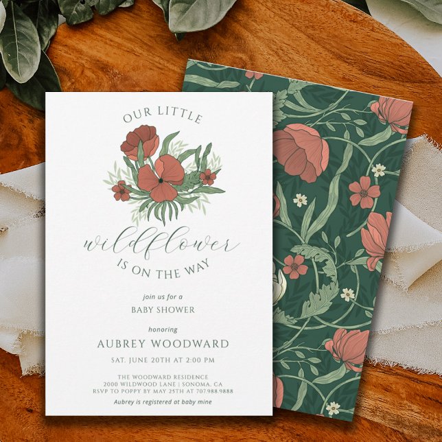 Invitation Baby shower vintage de petite Fleur sauvage (Créateur téléchargé)