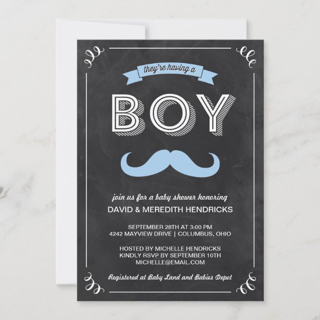 Invitation Baby shower vintage de tableau (Devant)