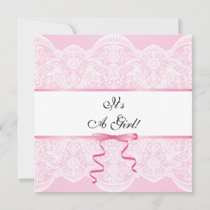 Invitation Baby shower vintage dentelle fille