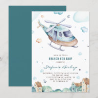 Baby shower vintage d'hélicoptère aquarelle Brunch