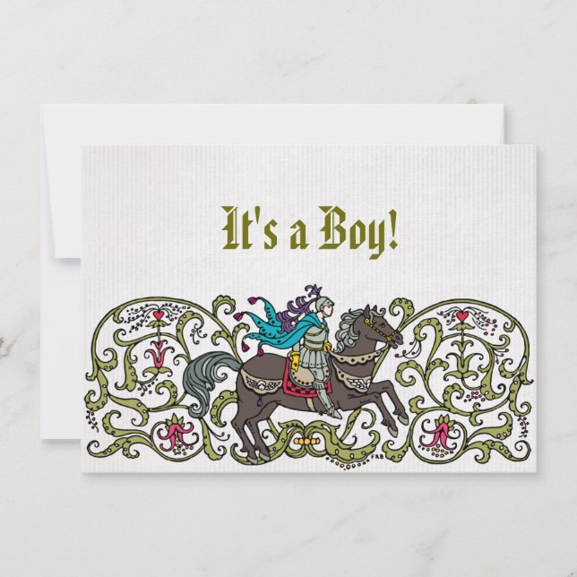 Invitation Baby shower Vintage du Chevalier (Devant)