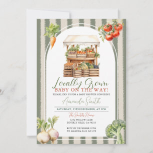 Invitation Baby shower vintage du marché frais cultivé locale