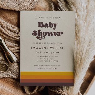 Invitation Baby shower Vintage du milieu du siècle rétro des