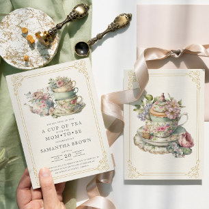 Invitation Baby shower vintage Elegant Tea Party