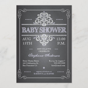 Invitation Baby shower vintage fille en tableau no