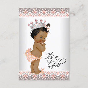 Invitation Baby Shower Vintage Fille Ethnique Rose et Gris