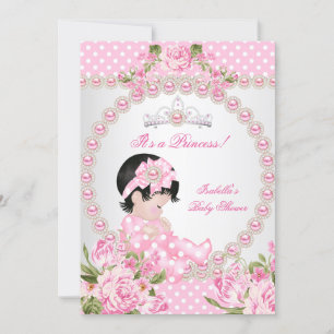 Invitation Baby-Shower Vintage Fille Mignonne Rose Pearl 2A
