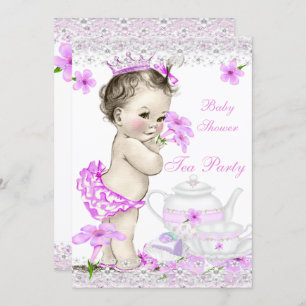 Invitation Baby shower vintage Fille Princesse Tea Party