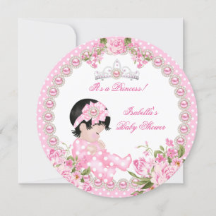 Invitation Baby shower vintage fille rose Pearl Rose 3A