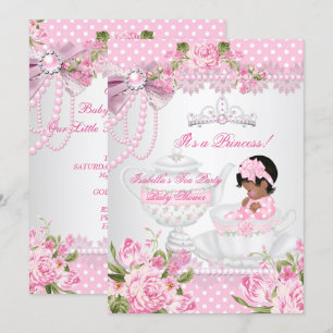 Invitation Baby Shower Vintage Fille Rose Rose Thé Party Mign
