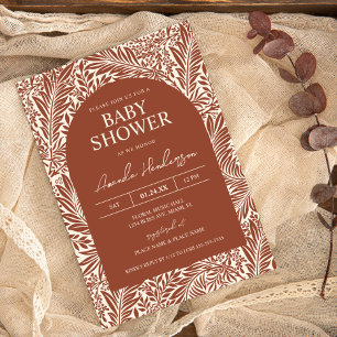 Invitation Baby-Shower Vintage Fleur de Terracotta