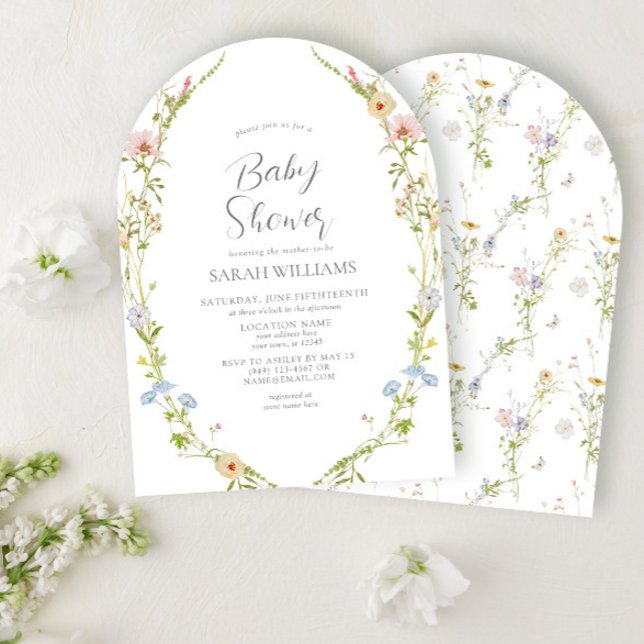 Invitation Baby shower Vintage fleur sauvage Garden (Créateur téléchargé)