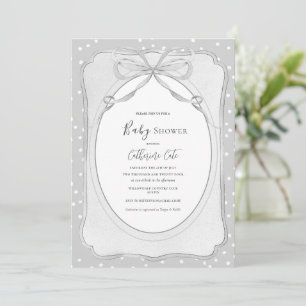 Invitation Baby Shower Vintage Gris et Blanc