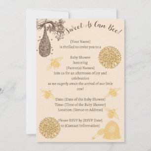 Invitation Baby shower vintage Honey Bumblebee