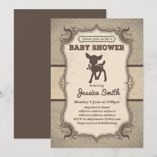 Invitation BABY SHOWER vintage - jouet cerf fawn