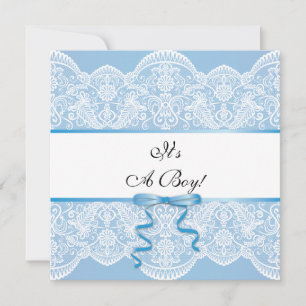 Invitation Baby shower vintage Lace Boy