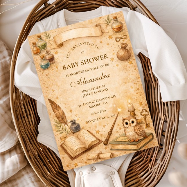 Invitation Baby Shower Vintage Magic Potion (Créateur téléchargé)
