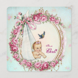 Invitation Baby shower vintage minable