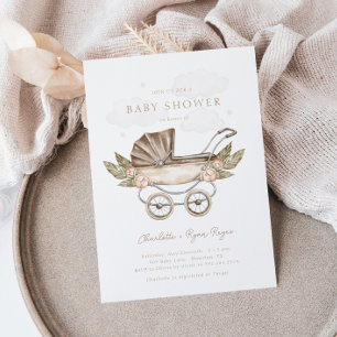 Invitation Baby shower Vintage neutre pour le genre Boho