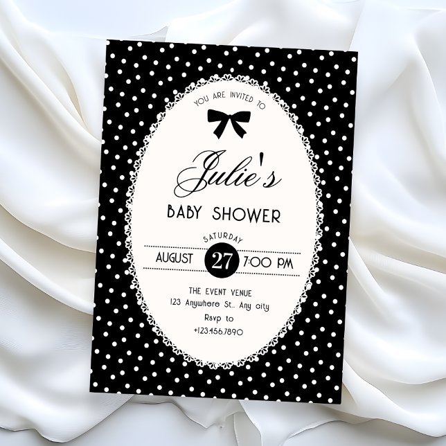 Invitation Baby shower vintage noir (Créateur téléchargé)