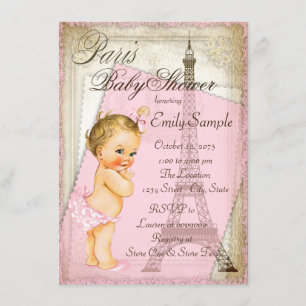 Invitation Baby shower vintage Paris