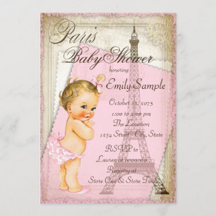 Invitation Baby shower vintage Paris