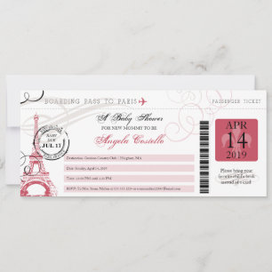 Invitation Baby shower Vintage Paris Boarding Pass