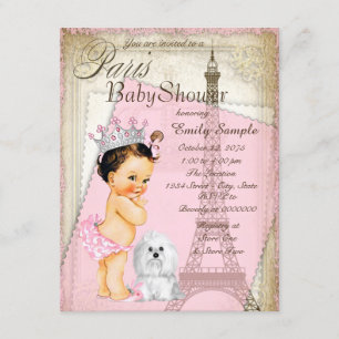 Invitation Baby shower Vintage Paris Princess