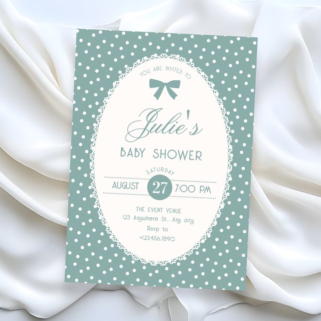 Invitation Baby shower vintage pastel bleu (Créateur téléchargé)