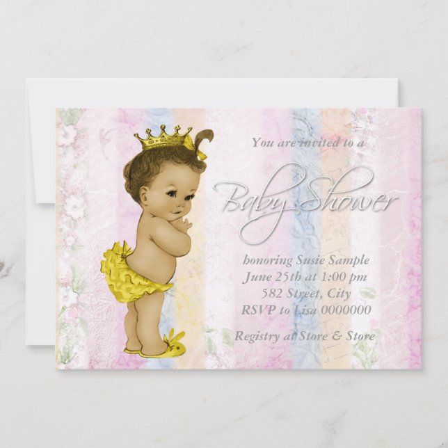 Invitation Baby shower vintage Pastel Rainbow (Devant)