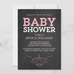 Invitation Baby shower Vintage Pink Chalkboard