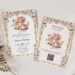 Invitation Baby shower vintage Pink Floral High Tea Party<br><div class="desc">Personnalisez cette invitation vintage à la fête du thé facilement et rapidement. Cliquez simplement sur le bouton customiser pour modifier les textes, modifier les polices et les couleurs des polices. Doté d'une jolie théière et d'une tasse de thé vintages, de belles roses roses rousses et d'une bordure d'or antique. Option...</div>