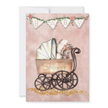 Invitation Baby shower vintage pour bébé fille